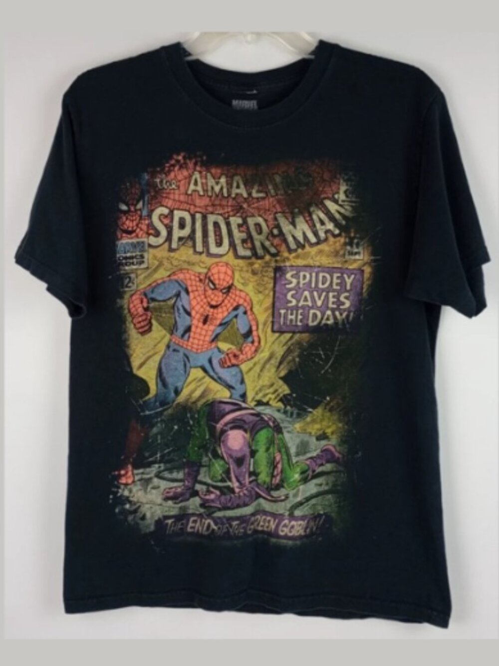 Marvel Comics Mens M Black Comic Cover #40 SpiderMan Green Goblin Graphic Tshirt